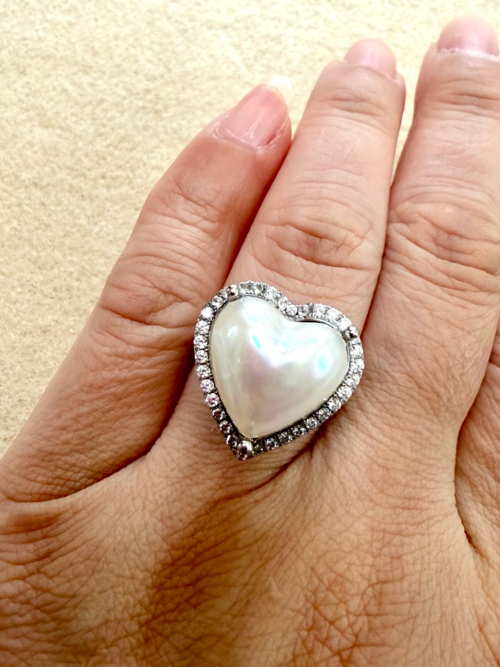 AW-Seawater Mabe Pearl Ring-Heart Shape